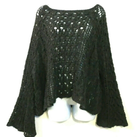 Free People Sweaters - Free People Crochet Dark gray Bell sleeve